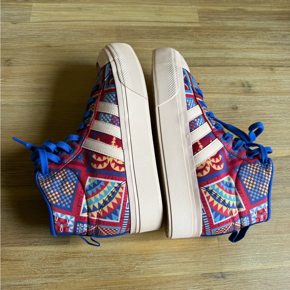adidas High-Top Platform Sneakers in Red, Blue, Pink - Picture 12 of 15